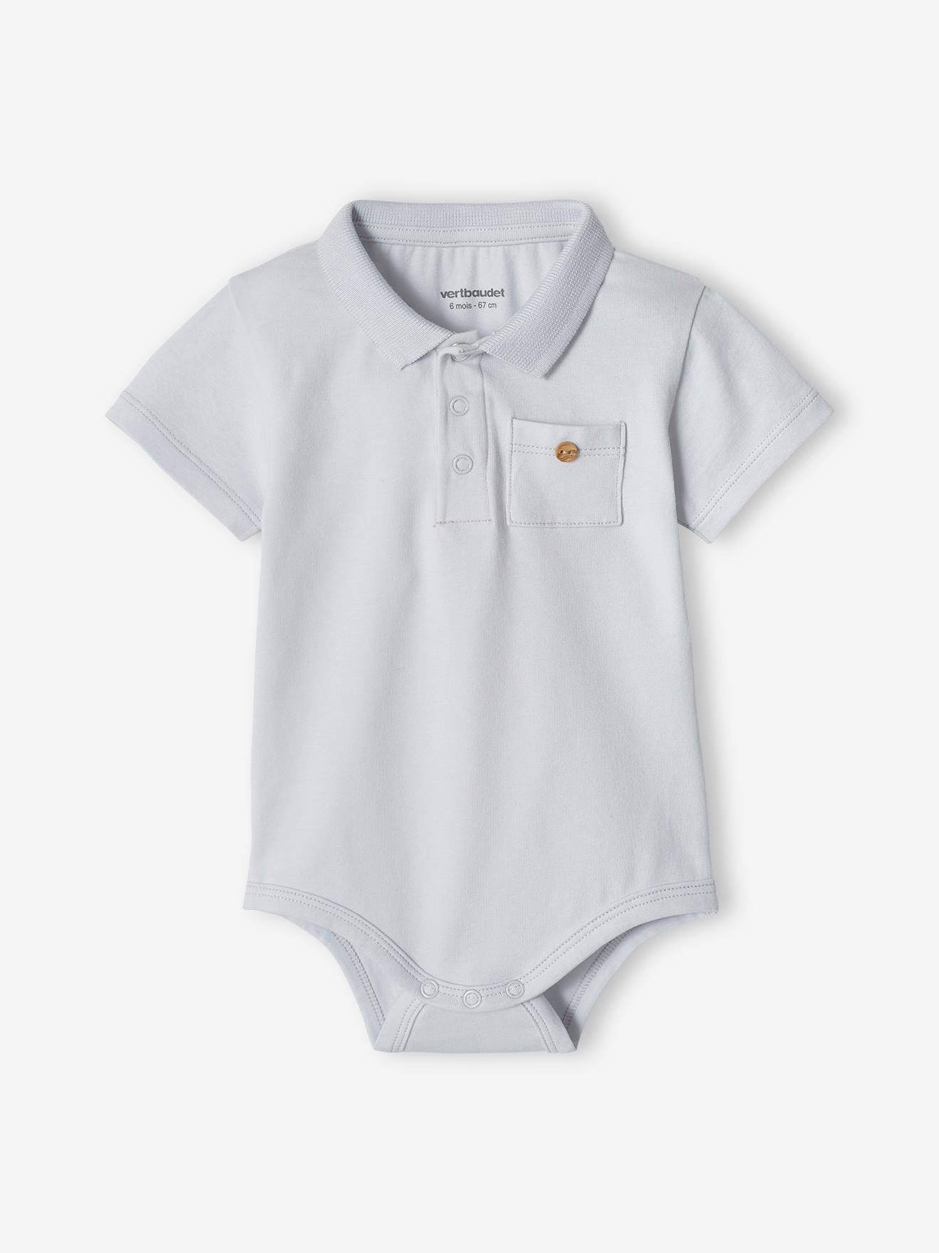 Lot de 2 bodies bébé naissance ouverture polo bleu ciel (Vertbaudet) - Image 2