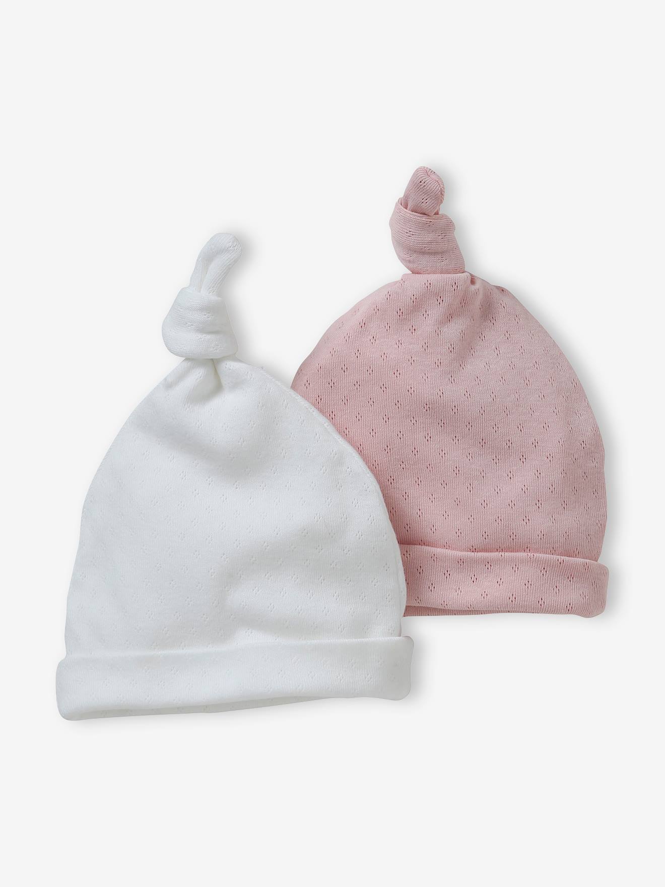 Lot de 2 bonnets bébé rose pâle