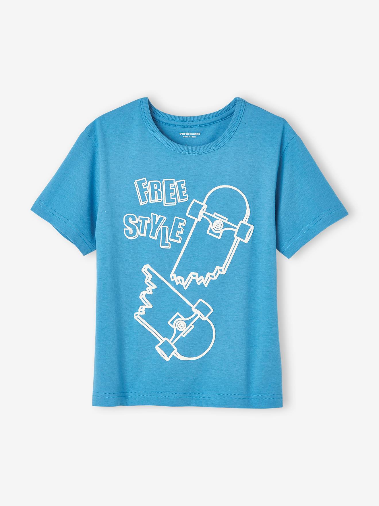 T-shirt maxi motif détails encre gonflante garçon bleu azur