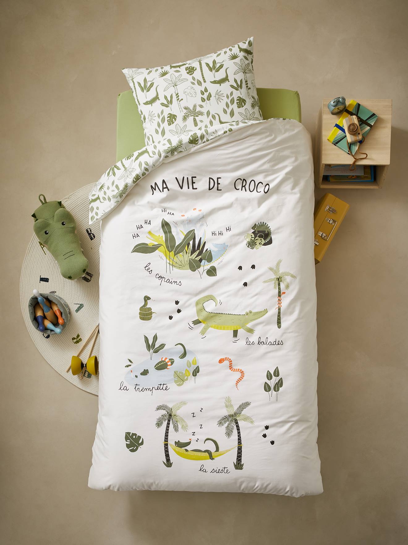 Parure housse de couette + taie d'oreiller enfant TREK multicolore