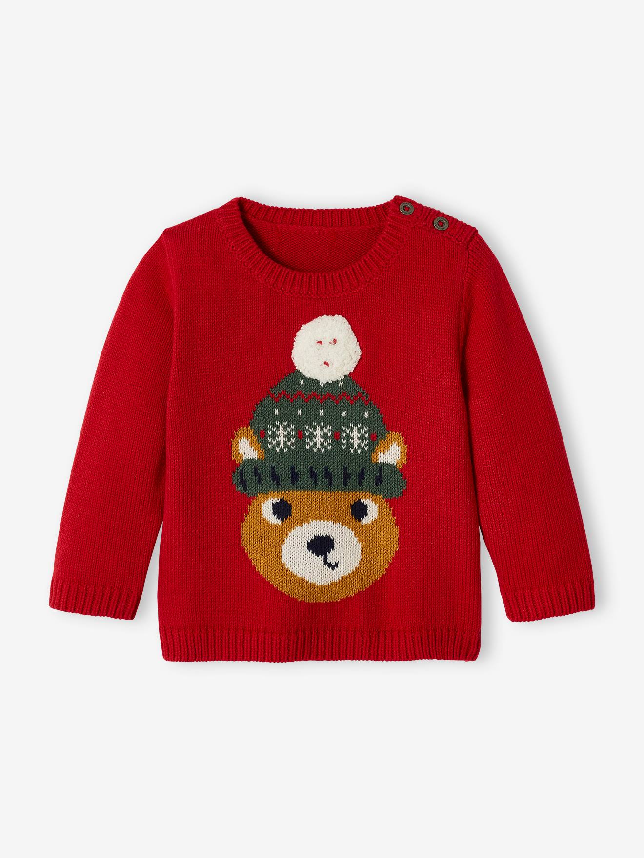 Pull de Noël bébé motif ours rouge