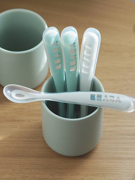 Béaba - Lot de 4 cuillères 1er âge Soft sans BPA vert sauge