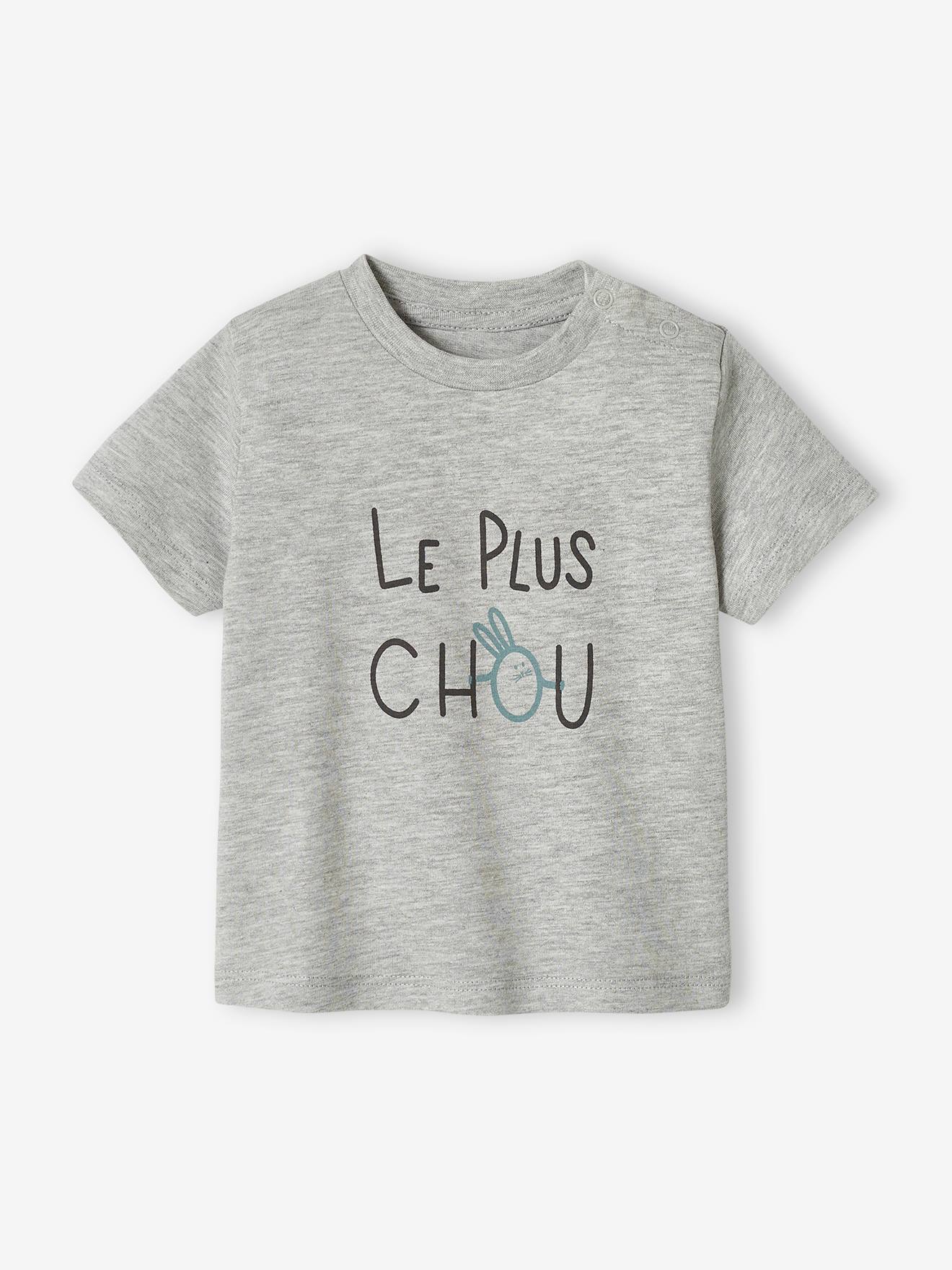 T-shirt imprimé bébé garçon gris chiné