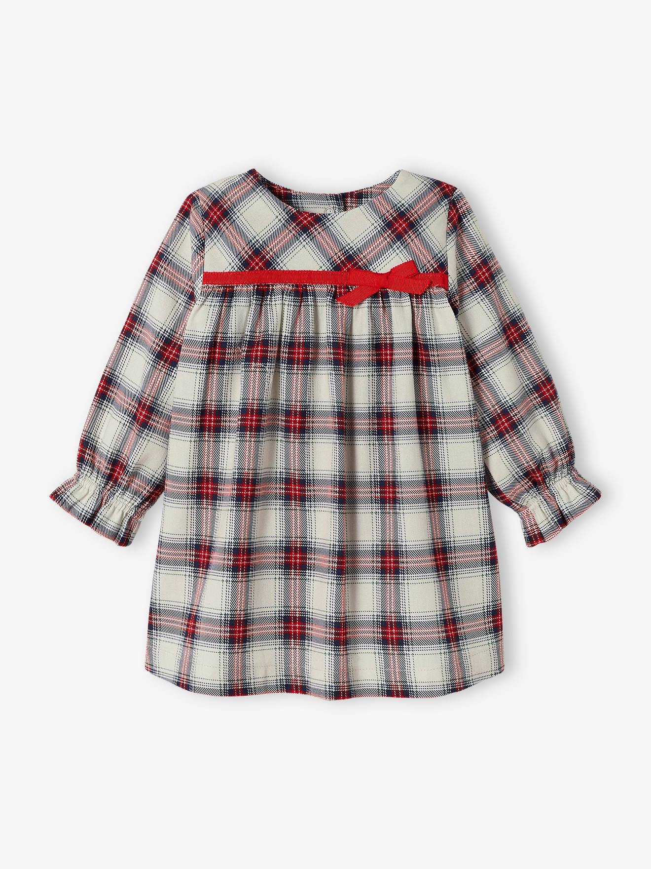 Robe Bébé 100% Soie Verte - Taille S, Style Fit & Flare, Motif écossais, Neuve Avec étiquettes