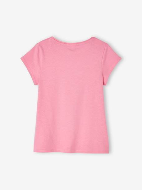 Tee-shirt à message Basics fille bleu ciel+corail+fraise+marine+rose bonbon+rouge+vanille+vert sapin 18 - vertbaudet enfant 