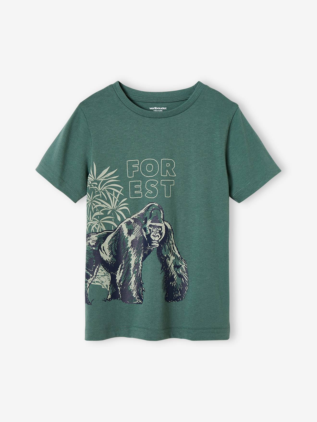 T-shirt animal en coton bio garçon vert sauge