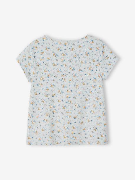 T-shirt blouse à fleurs fille bleu ciel+écru 3 - vertbaudet enfant 