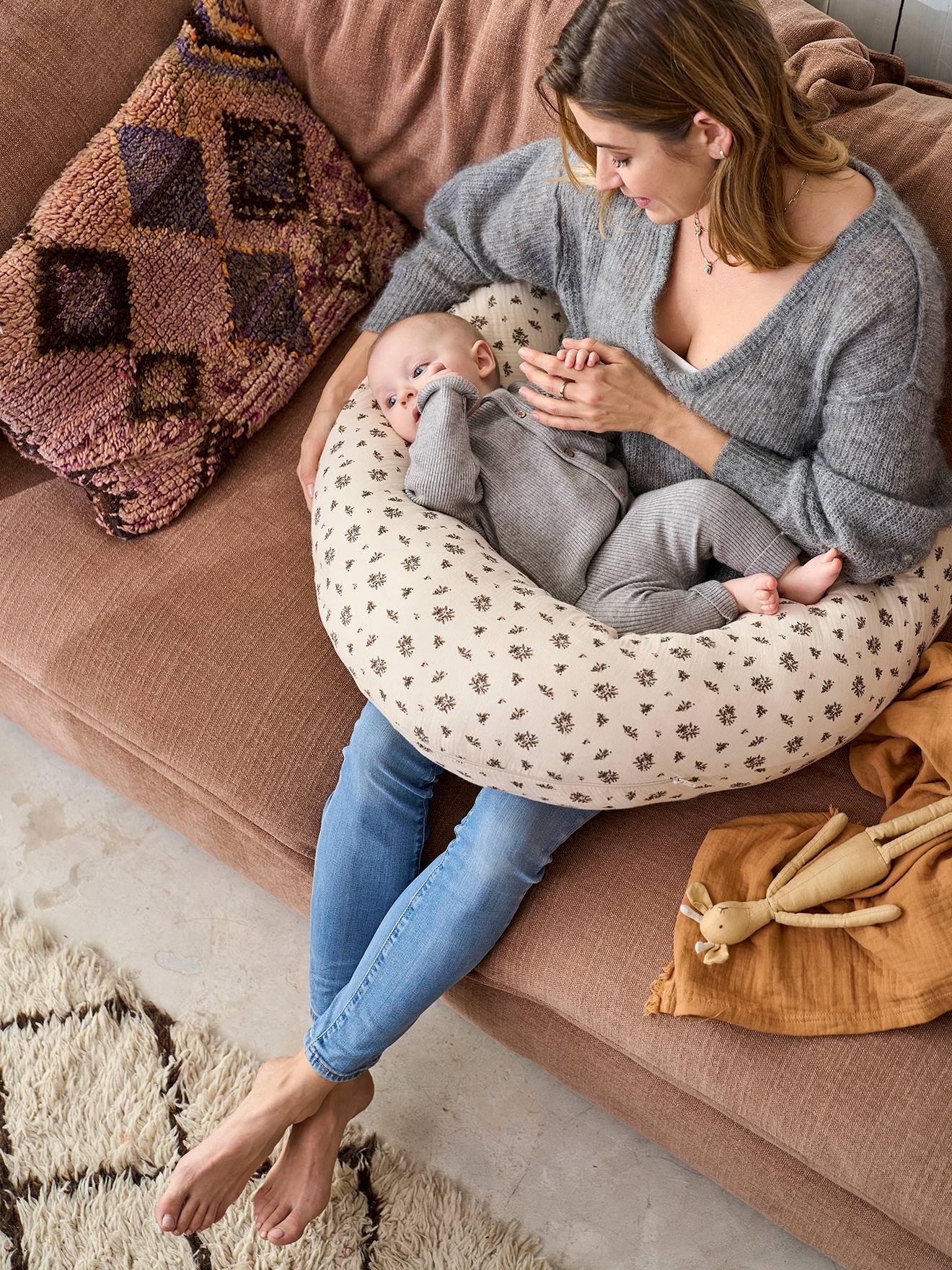 Housse pour coussin d'allaitement imprimé fleuri (Vertbaudet) - Image 2