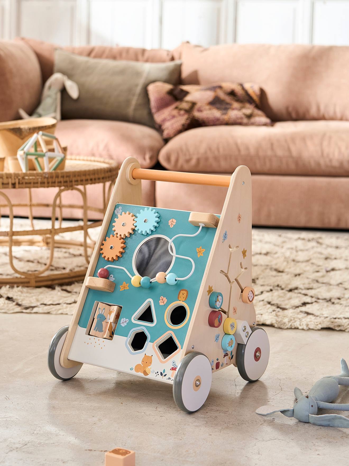 Chariot de marche avec freins en bois FSC® les amis de la foret (Vertbaudet) - Image 3