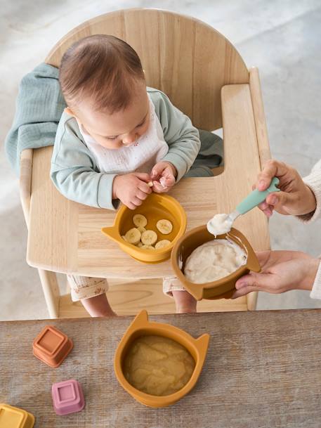 Vertbaudet - Lot de 3 bols en silicone Chat lot caramel