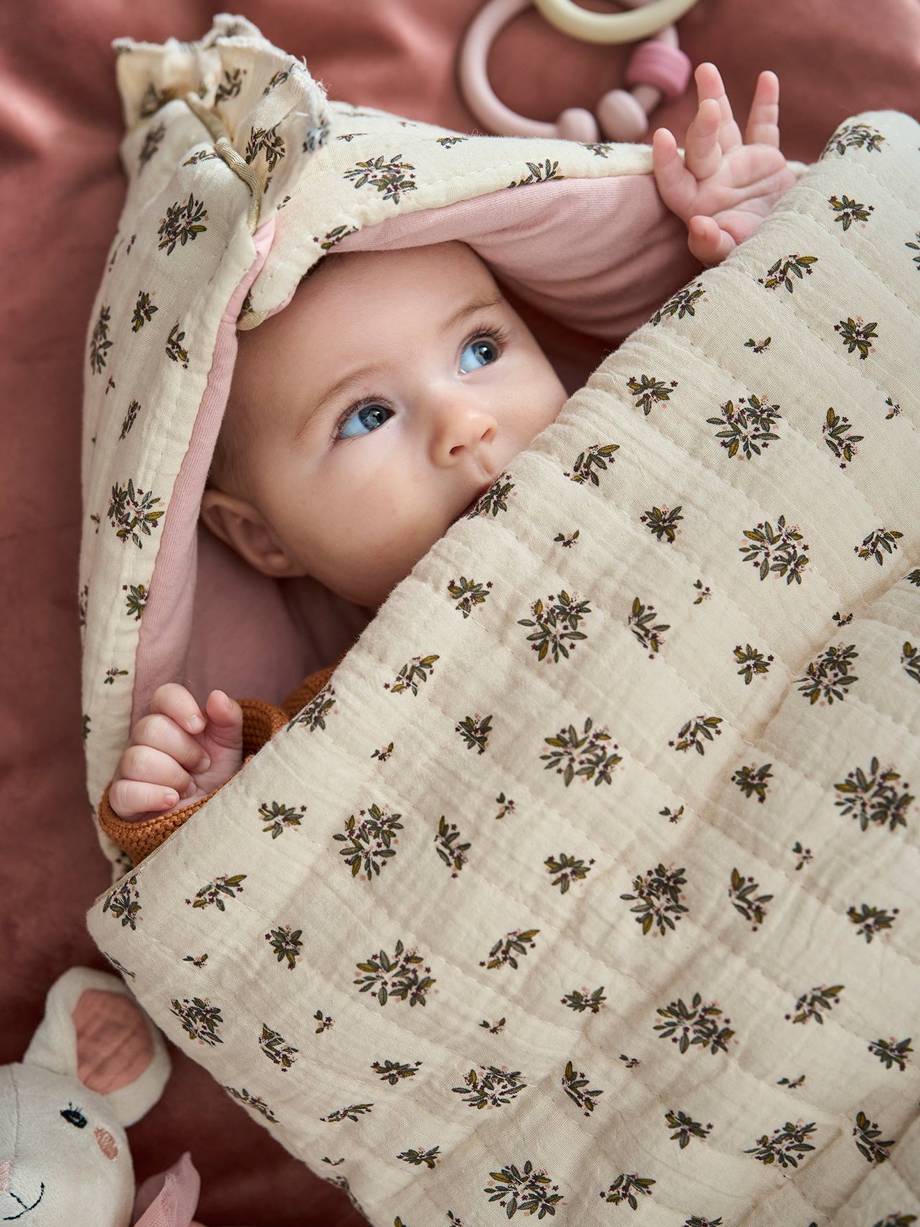 Nid d'ange enveloppant en coton imprimé grenier (Vertbaudet) - Image 1