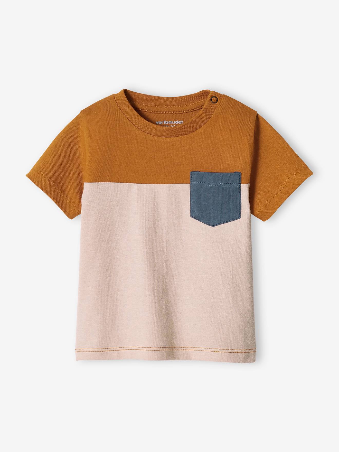 T-shirt colorblock bébé manches courtes caramel