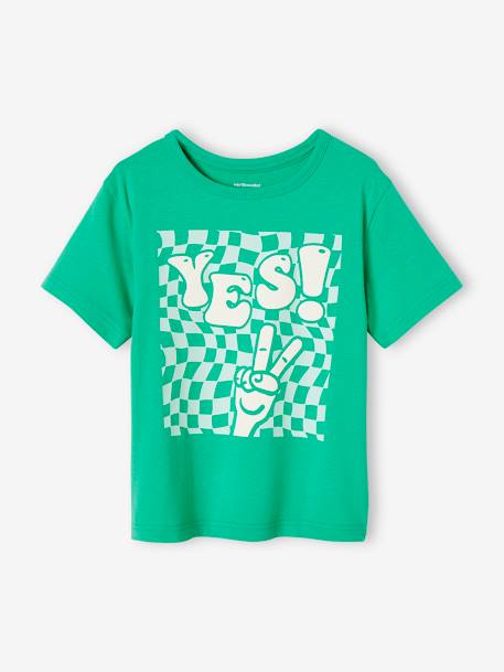 T-shirt maxi motif détails encre gonflante garçon bleu azur+vert 5 - vertbaudet enfant 