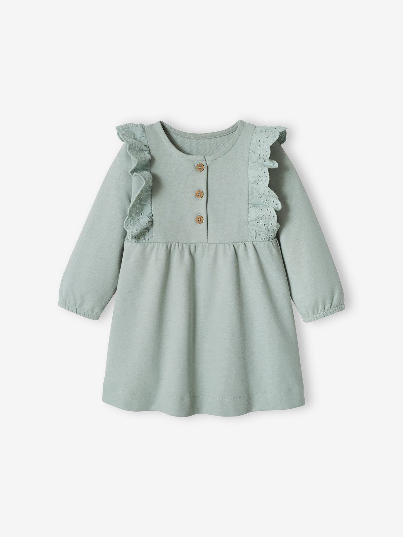 Blouse Fille à Volants Vertbaudet – Broderie Anglaise, Coton, Manches Longues élastiquées, Dos Boutonné