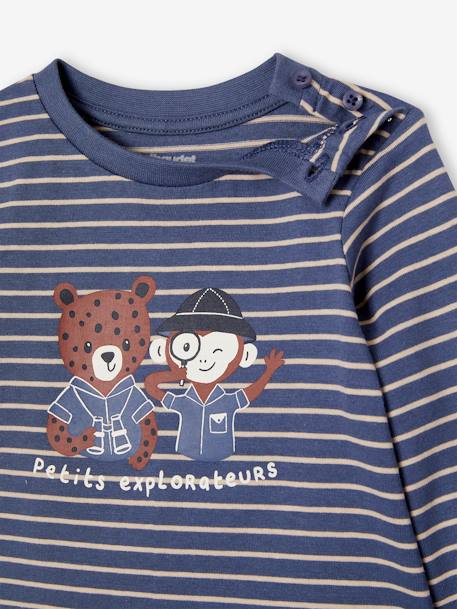 Ensemble T-shirt et pantalon molleton bébé indigo+rayé / caramel 7 - vertbaudet enfant 