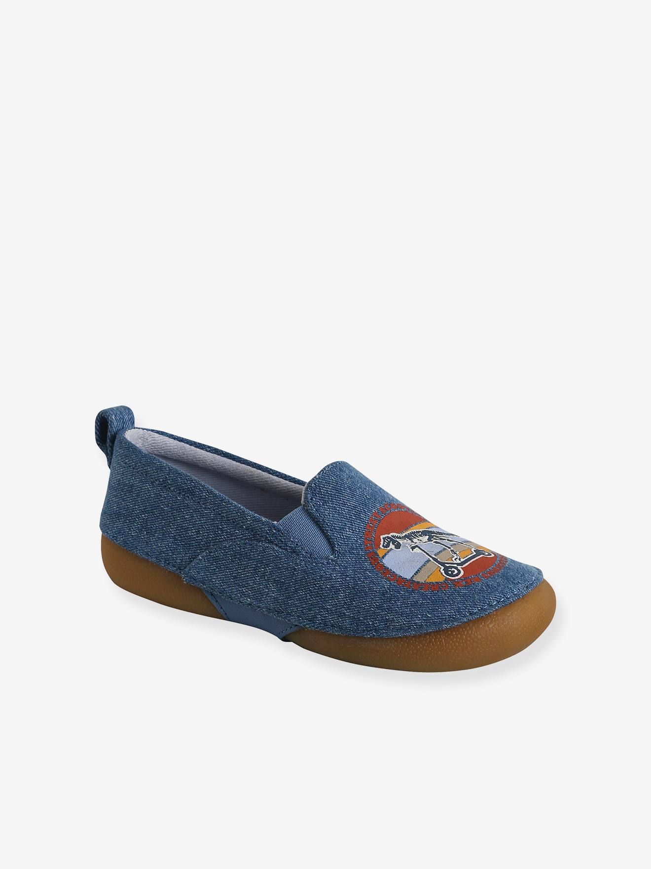 Chaussons élastiqués enfant en toile bleu