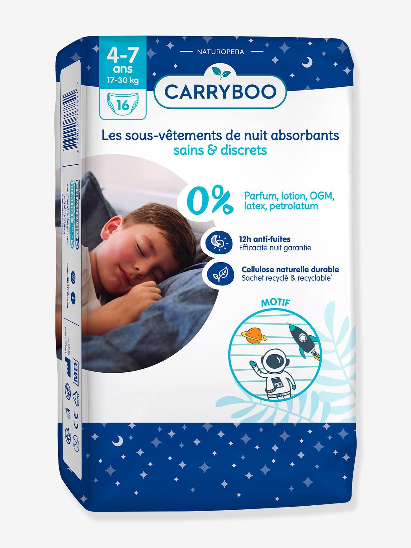 Lot de 16 sous-vêtements de nuit CARRYBOO Enurésie bleu - Carryboo