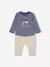 Ensemble T-shirt et pantalon molleton bébé indigo+rayé / caramel 3 - vertbaudet enfant 