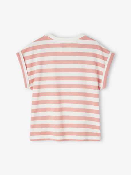 T-shirt rayé personnalisable fille rayé rose+rayé vert 3 - vertbaudet enfant 