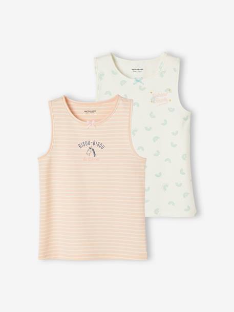 Fille-Sous-vêtement-T-shirt-Lot de 2 débardeurs imprimés fille