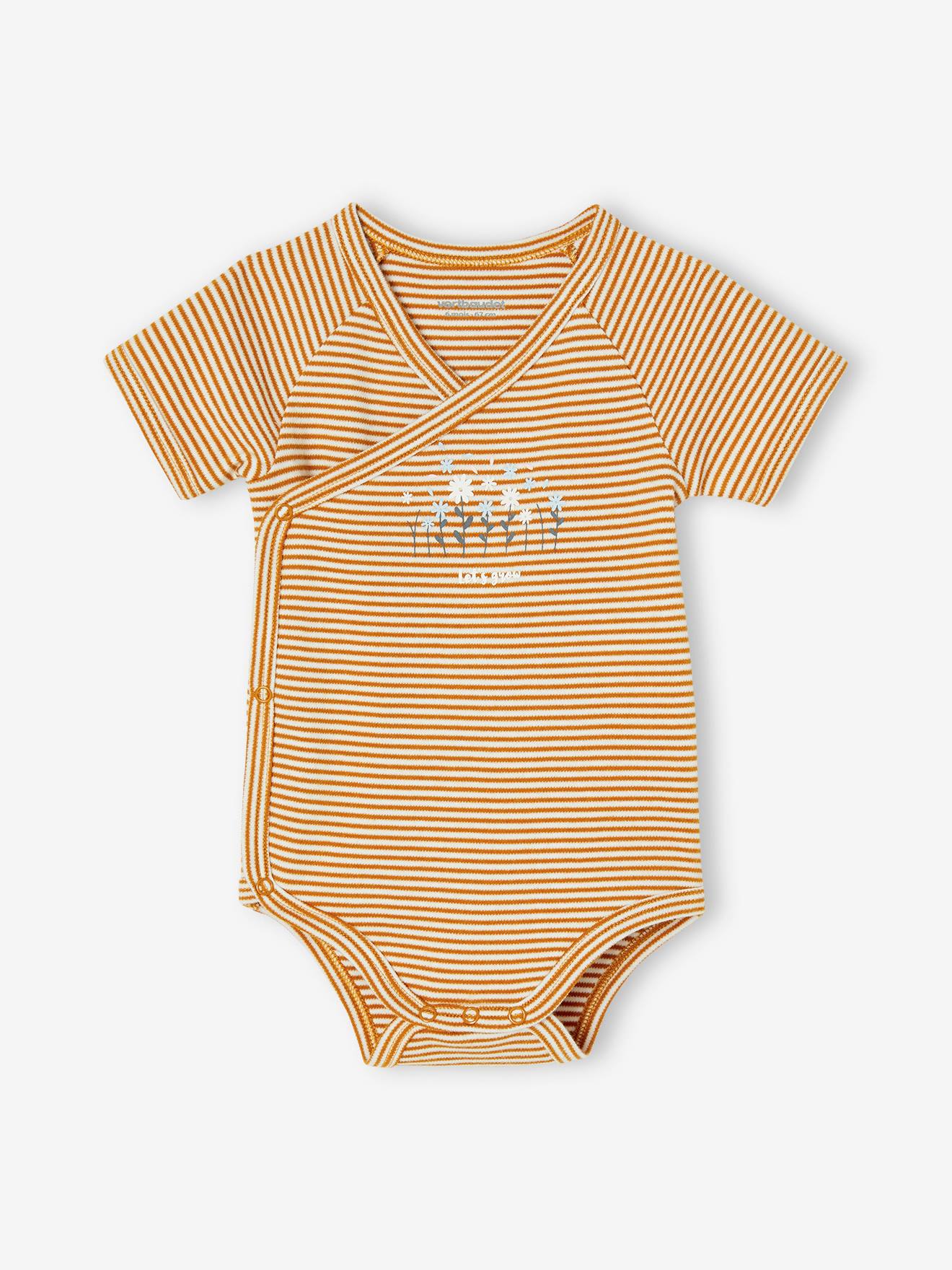 Lot de 3 bodies manches courtes bébé ouverture naissance lilas (Vertbaudet) - Image 1