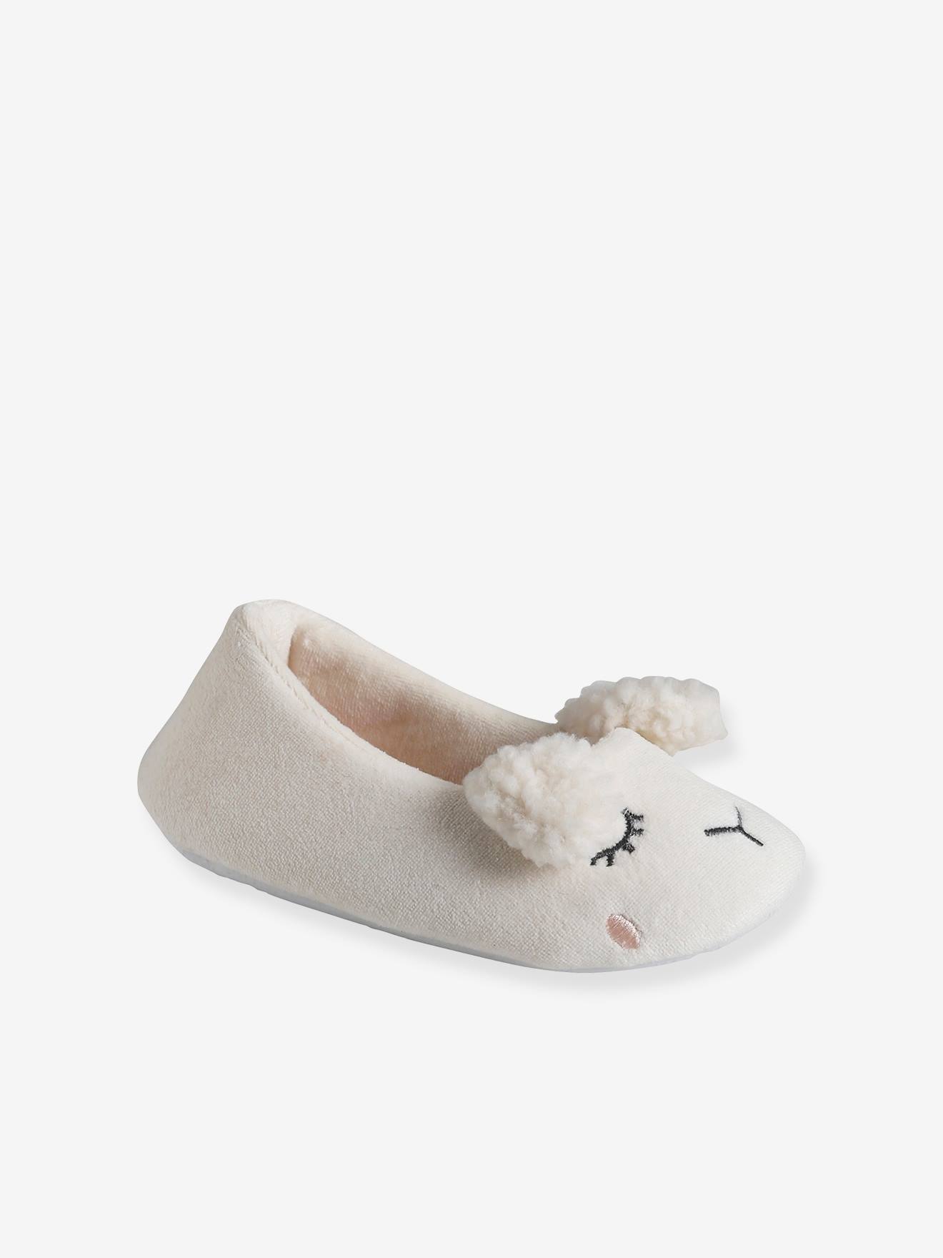 Chaussons ballerine intérieur velours enfant rose pâle