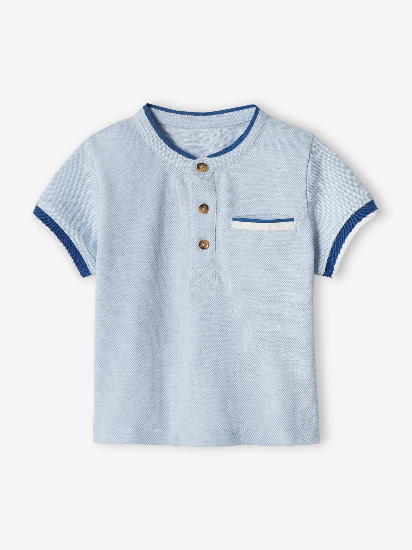 Polo bébé en maille piquée bleu ciel