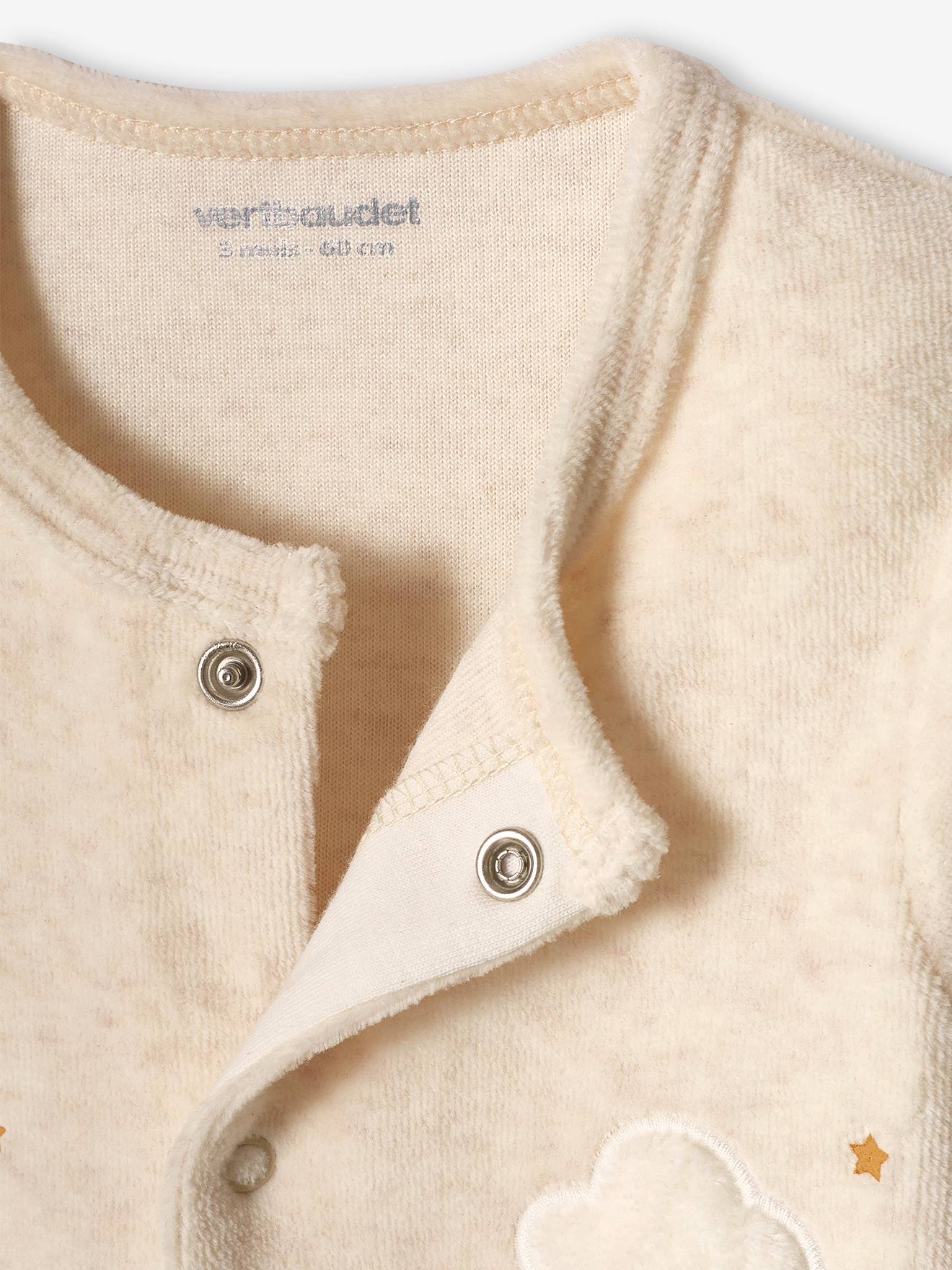 Pyjama bébé mixte en velours ouverture devant beige chiné (Vertbaudet) - Image 2