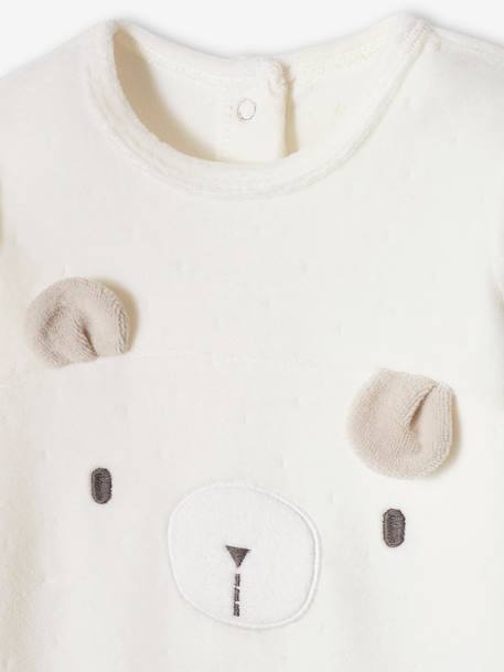 Pyjama bébé mixte en velours 2 bodies coffret cadeau naissance - écru Pyjama bébé mixte en velours 2 bodies coffret cadeau naissance - écru