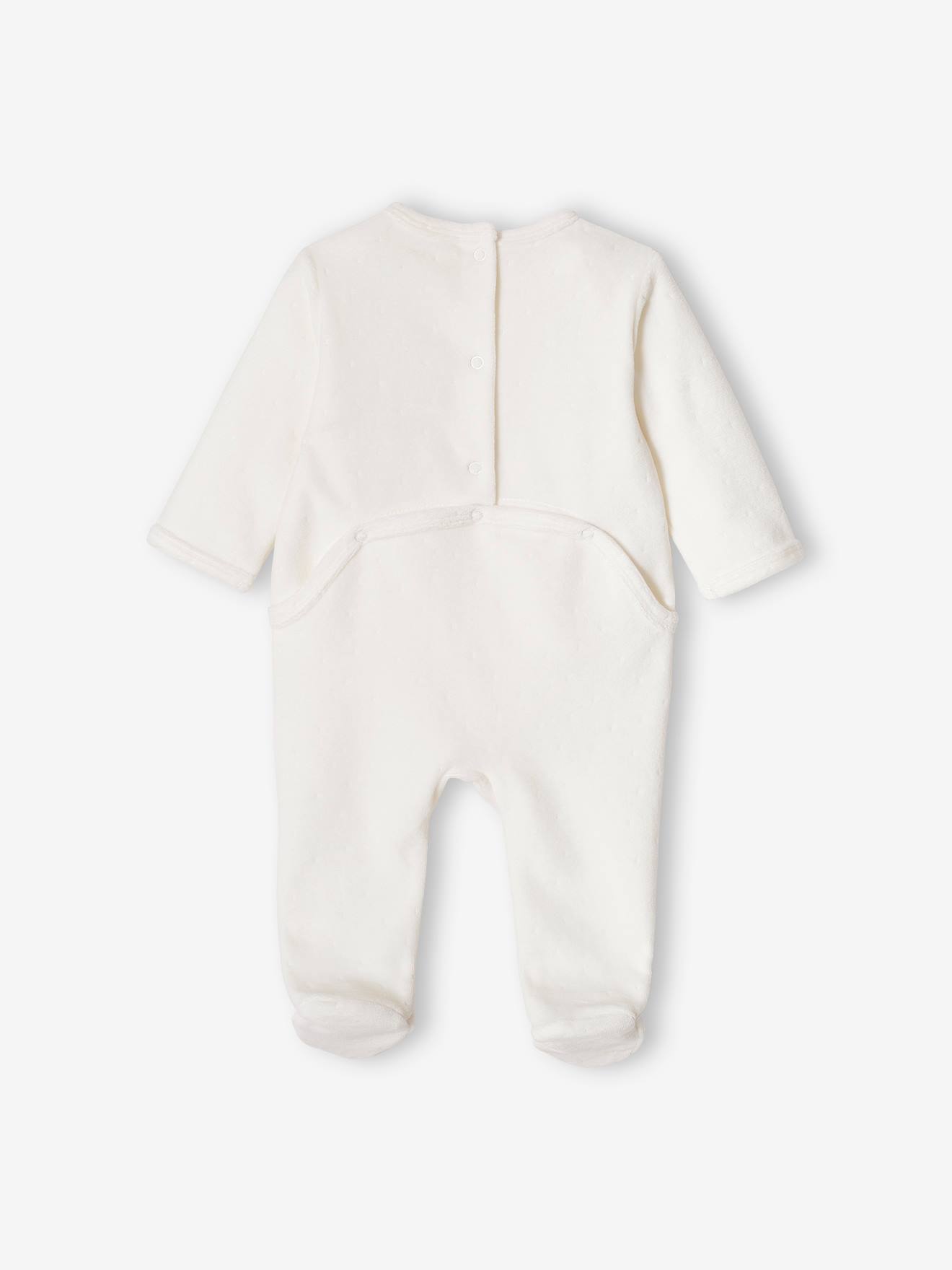 Pyjama bébé mixte en velours ours écru (Vertbaudet) - Image 2