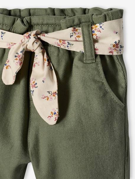 Pantalon paperbag bébé avec ceinture cappuccino+lichen+vieux rose 7 - vertbaudet enfant 
