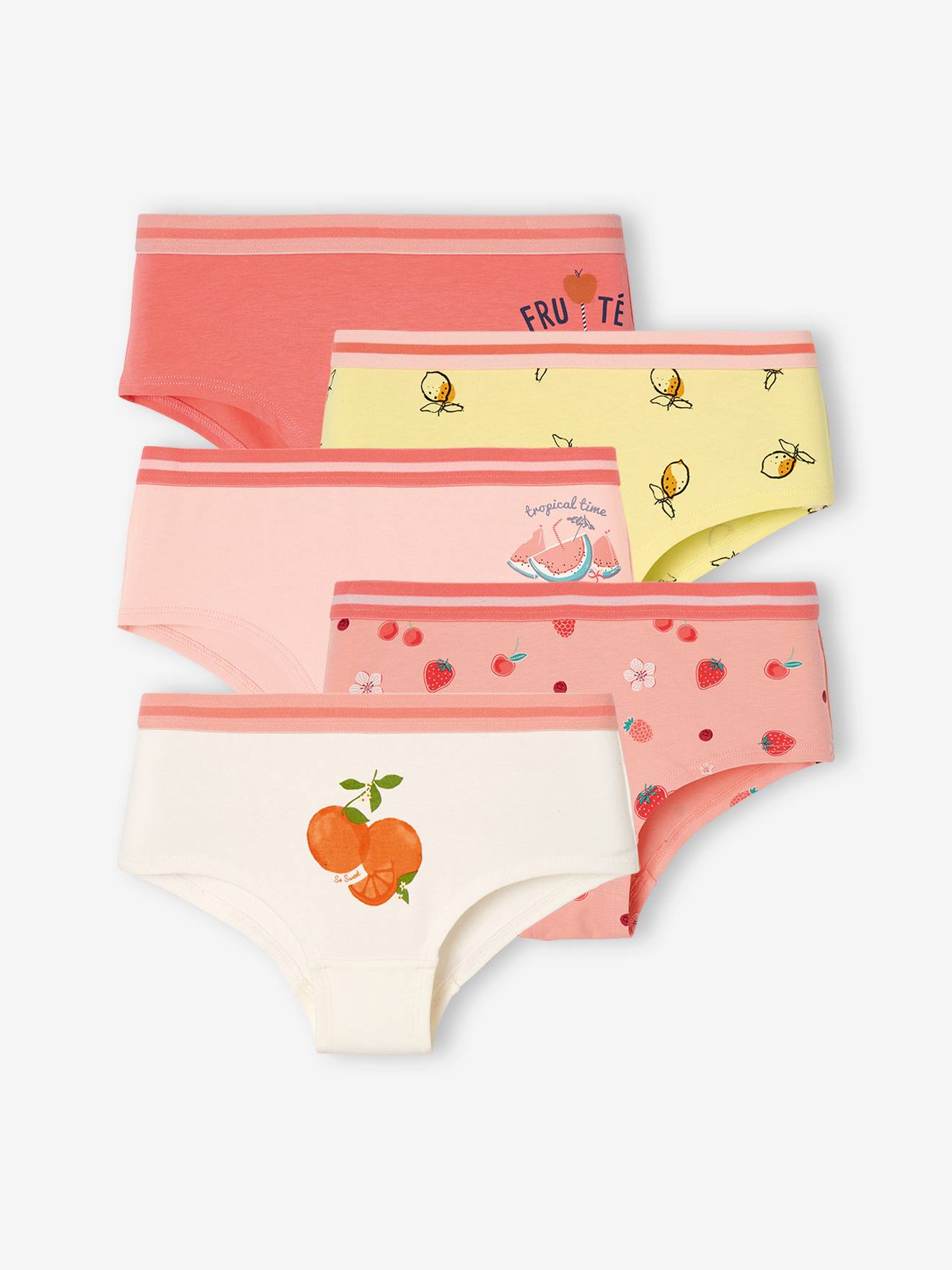 Lot de 5 shorties fruits fille pêche