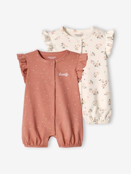 Vertbaudet - Lot de 2 combishorts "lovely" bébé blush