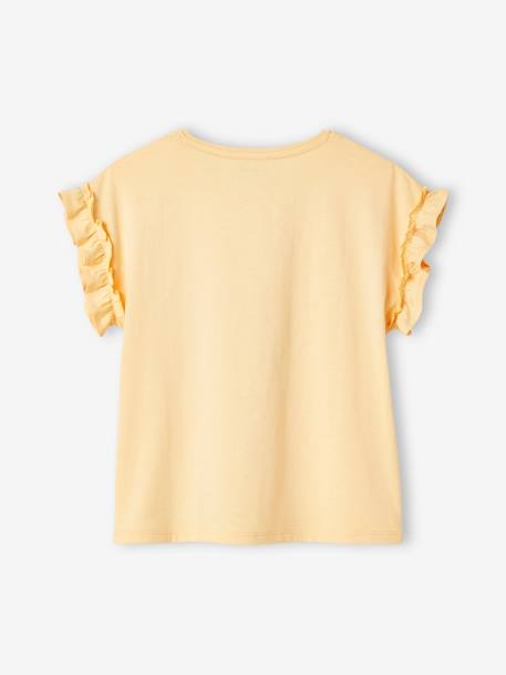 T-shirt à motif irisé fille manches courtes volantées écru+jaune pâle+marine+mauve+pêche 6 - vertbaudet enfant 