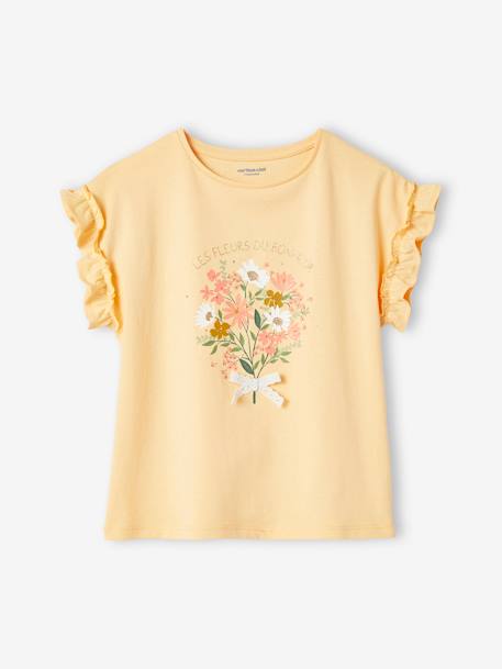 T-shirt fille motif fantaisie manches courtes volantées anthracite+jaune pâle+marine+rose pâle 5 - vertbaudet enfant 