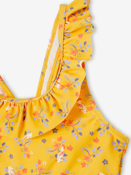 VERTBAUDET Maillot De Bain 2 Pièces Fille Fleuri Bleu - Bretelles Volantées 2 Ans
