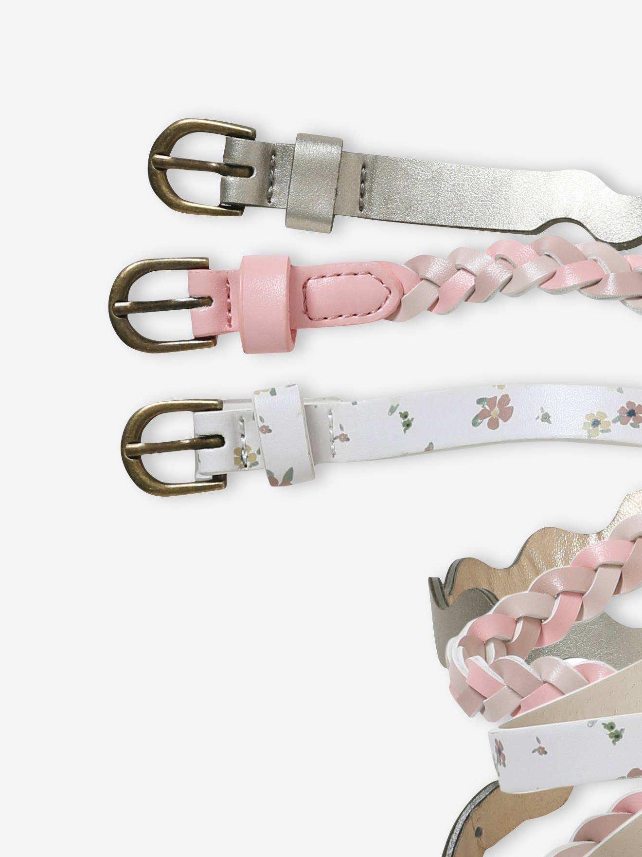 Ceinture Ultra Fine En Cuir Pailleté Pour Fille - Or (enfant 4-7