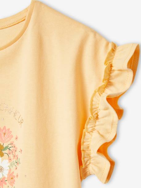 T-shirt fille motif fantaisie manches courtes volantées anthracite+jaune pâle+marine+rose pâle 8 - vertbaudet enfant 