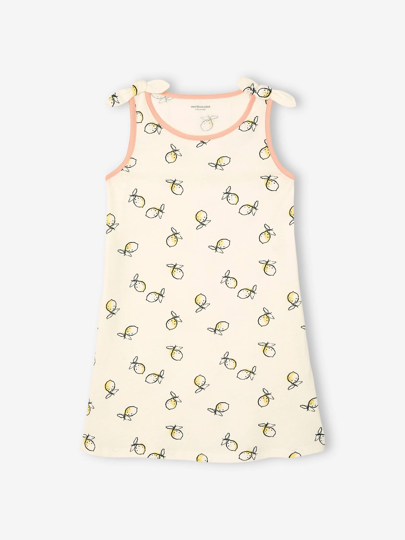 Chemise de nuit fille citrons écru