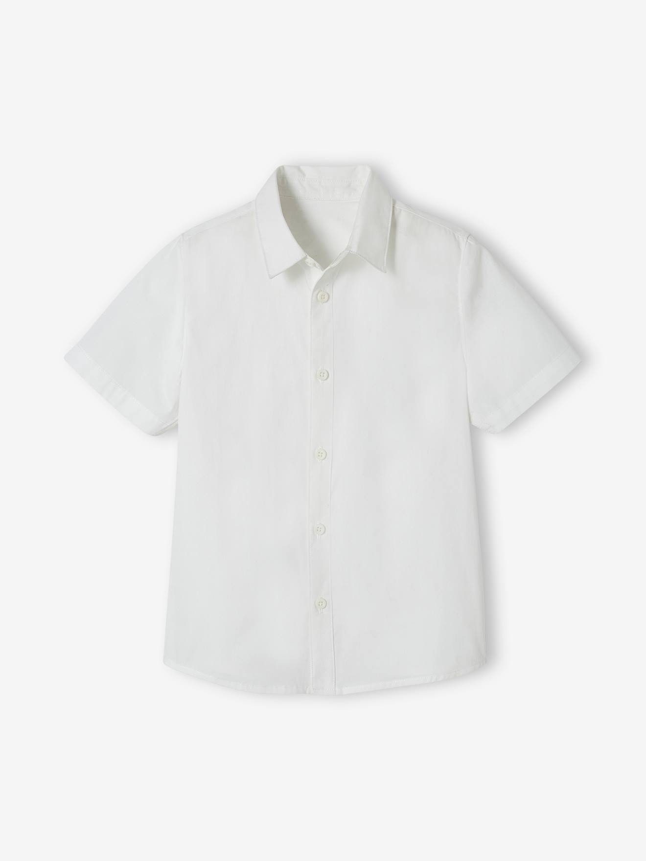 chemise unie manches courtes garçon blanc