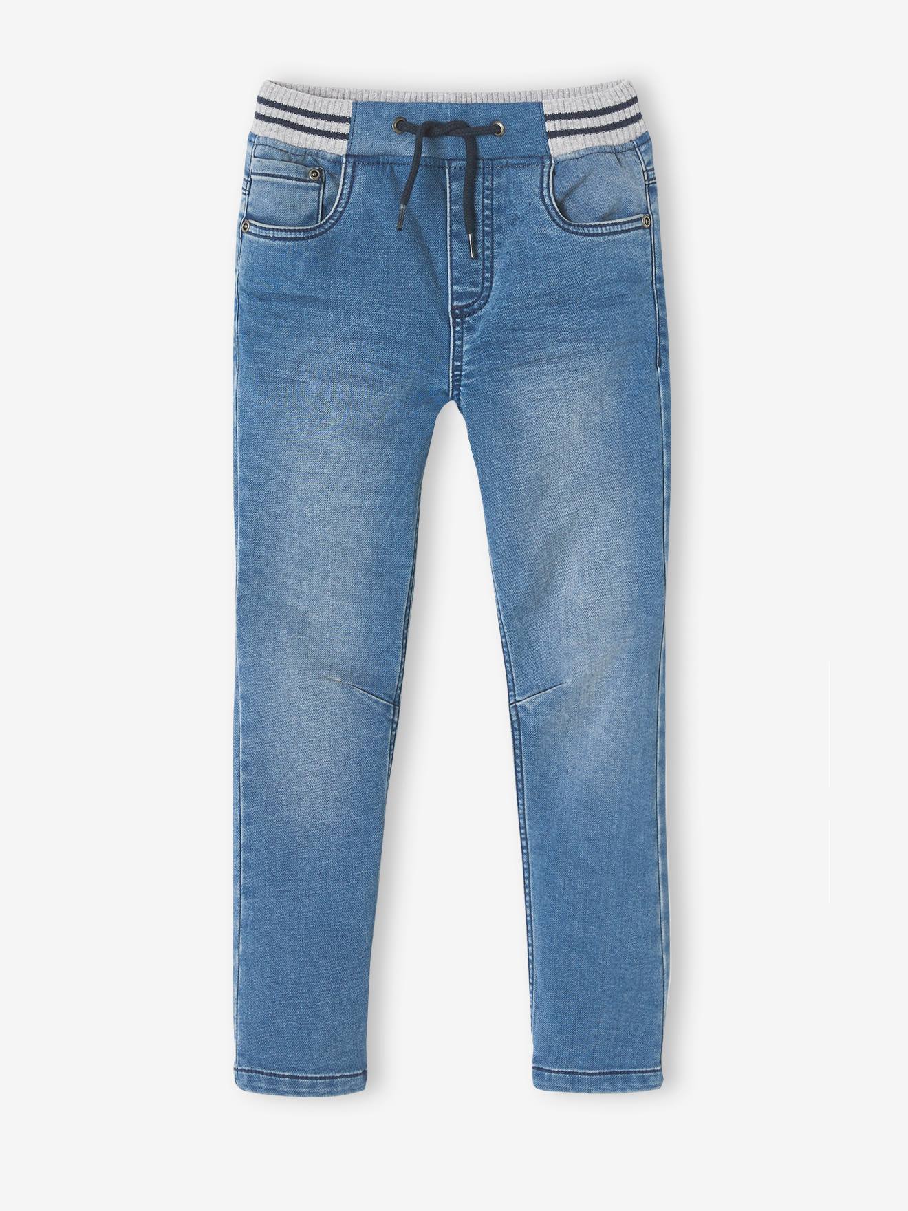 Jean droit en molleton effet denim  facile à enfiler garçon double stone