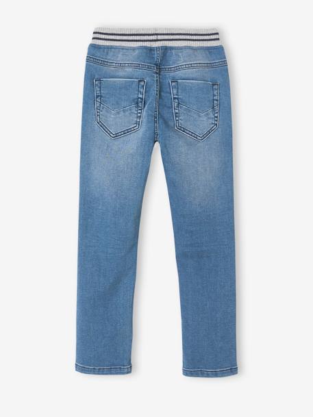 Jean garçon droit facile à enfiler denim effet molleton blue stone+BRUT FONCE+denim black+denim bleached+denim gris+double stone 33 - vertbaudet enfant 