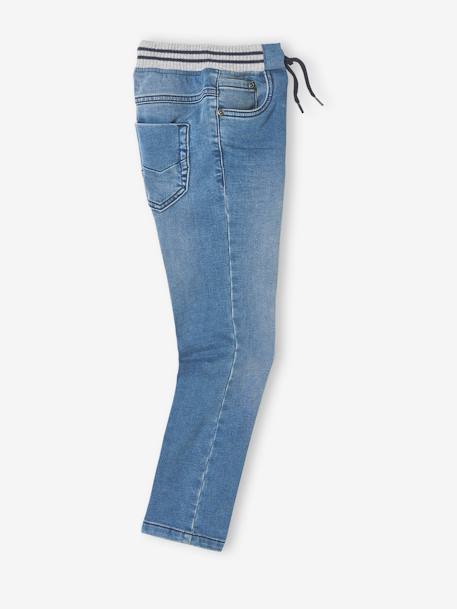 Jean garçon droit facile à enfiler denim effet molleton blue stone+BRUT FONCE+denim black+denim bleached+denim gris+double stone 32 - vertbaudet enfant 