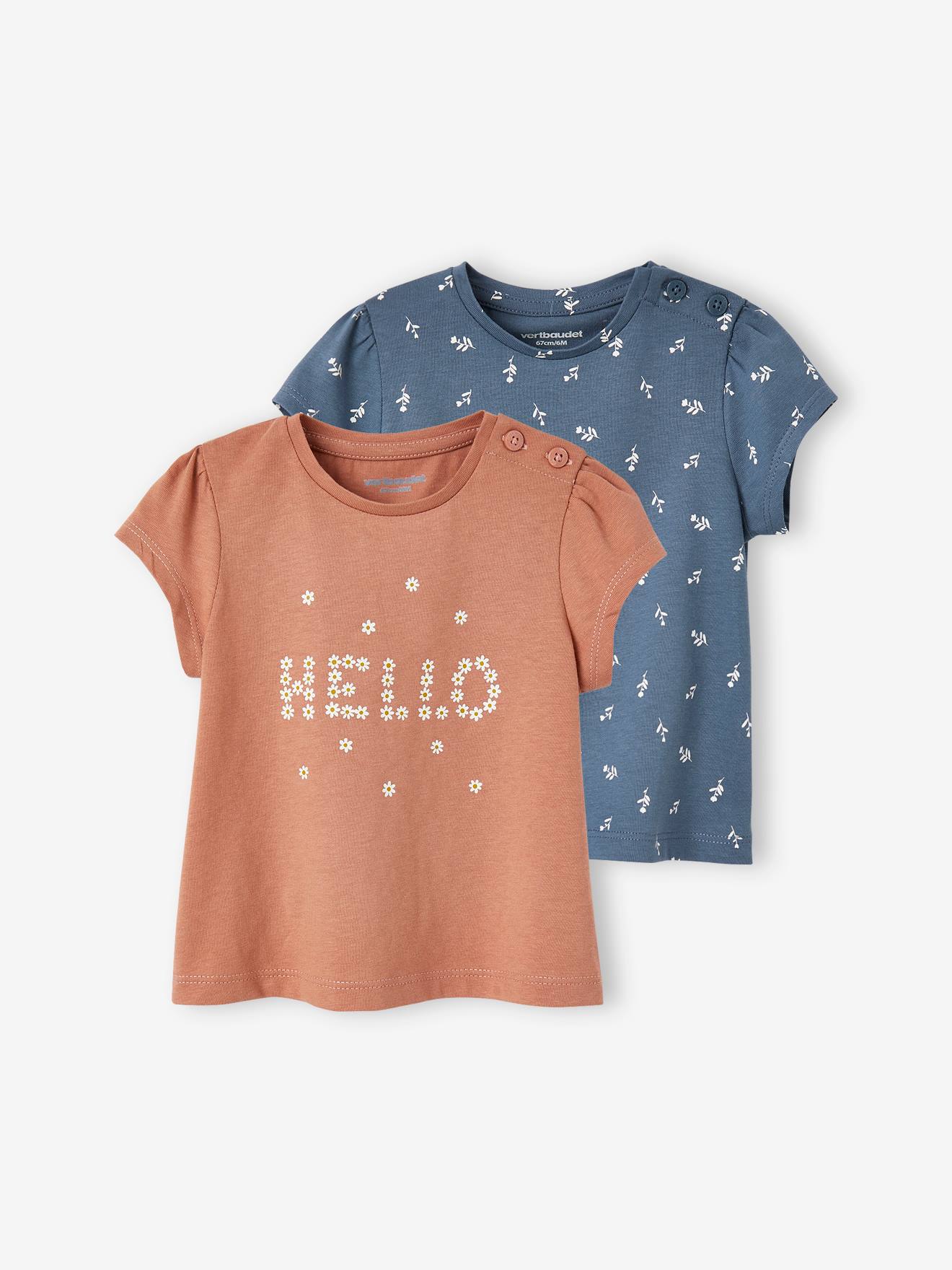 Lot de 2 T-shirts bébé manches courtes vieux rose