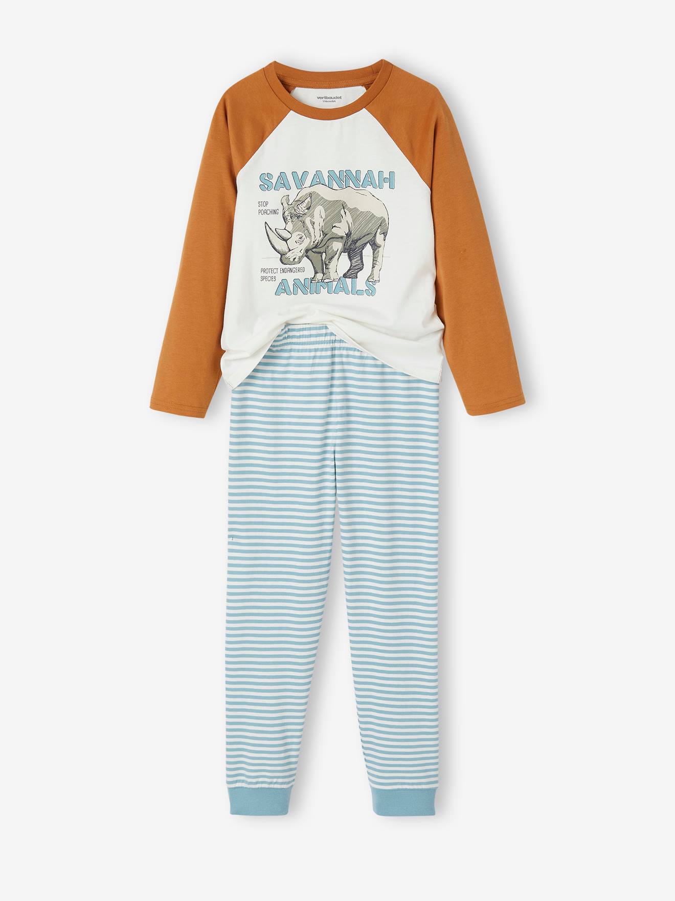 Pyjama manches raglan rhinocéros garçon écru