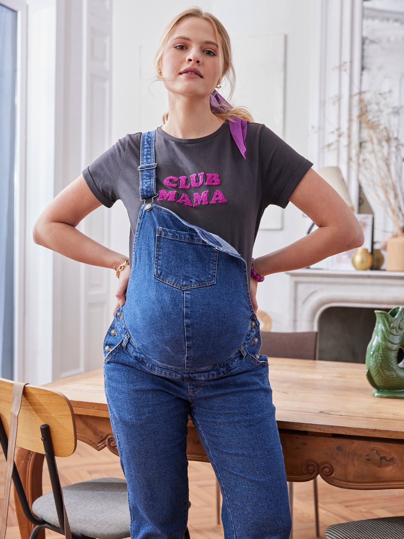 T-shirt à message de grossesse en coton bio personnalisable anthracite