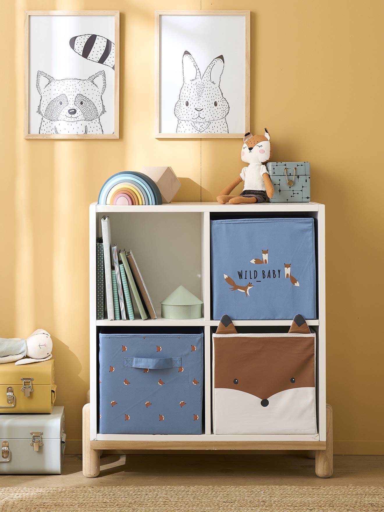 Lot de 3 bacs de rangement Renard Baby Fox lot bleu