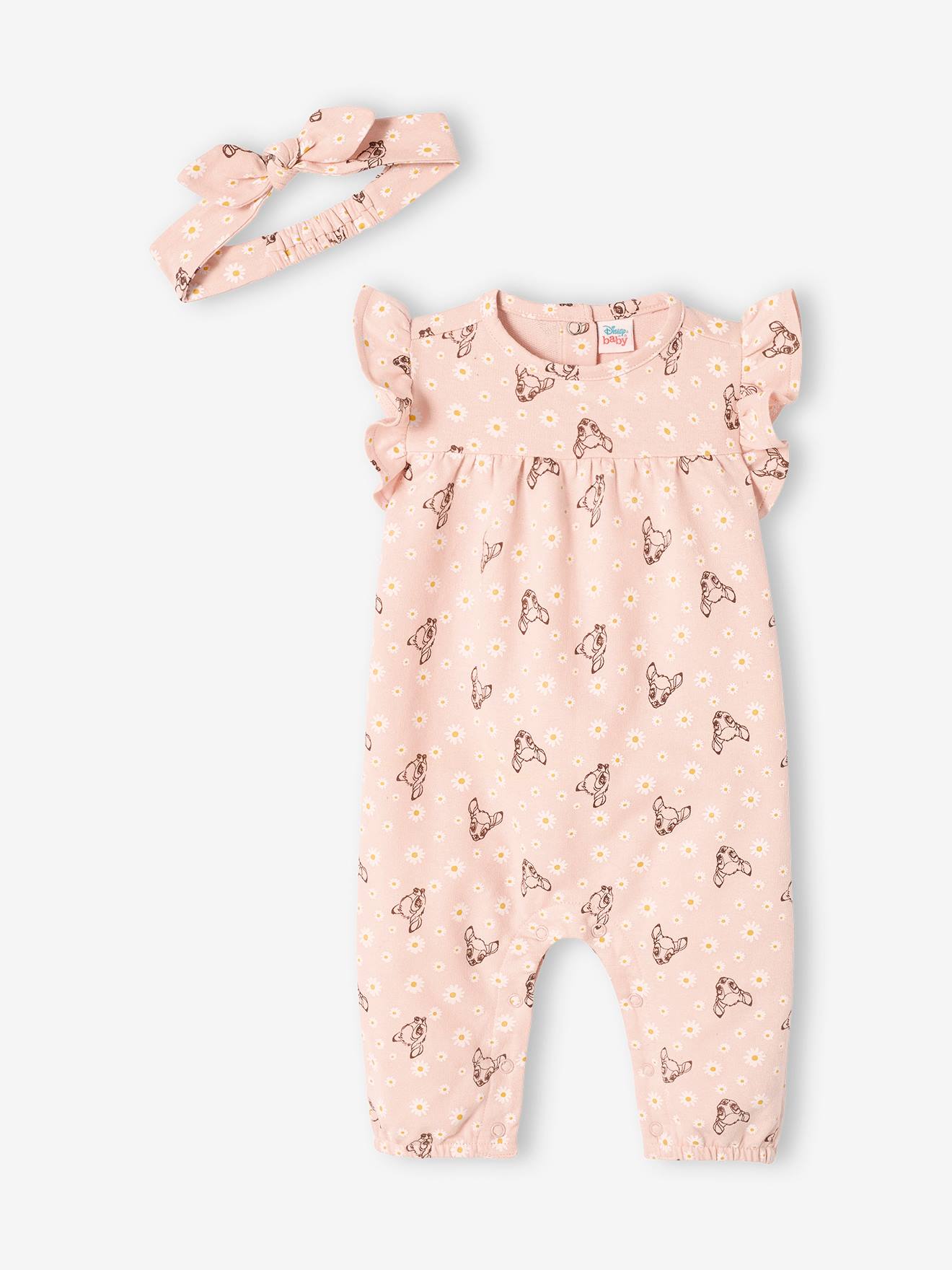 Ensemble fille 2 pièces Disney® Bambi combinaison + bandeau vieux rose