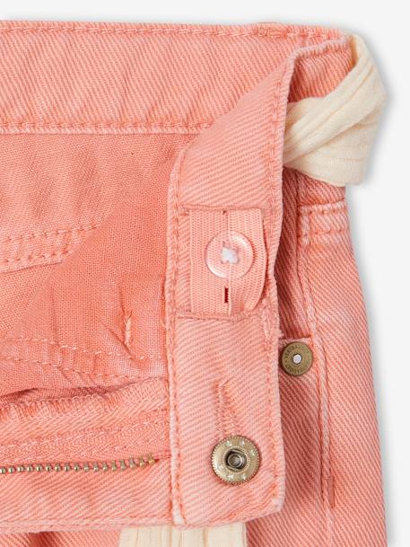 Pantalon Mom et sa ceinture en gaze de coton fille moutarde+pêche+rose+rouge+vert émeraude 15 - vertbaudet enfant 