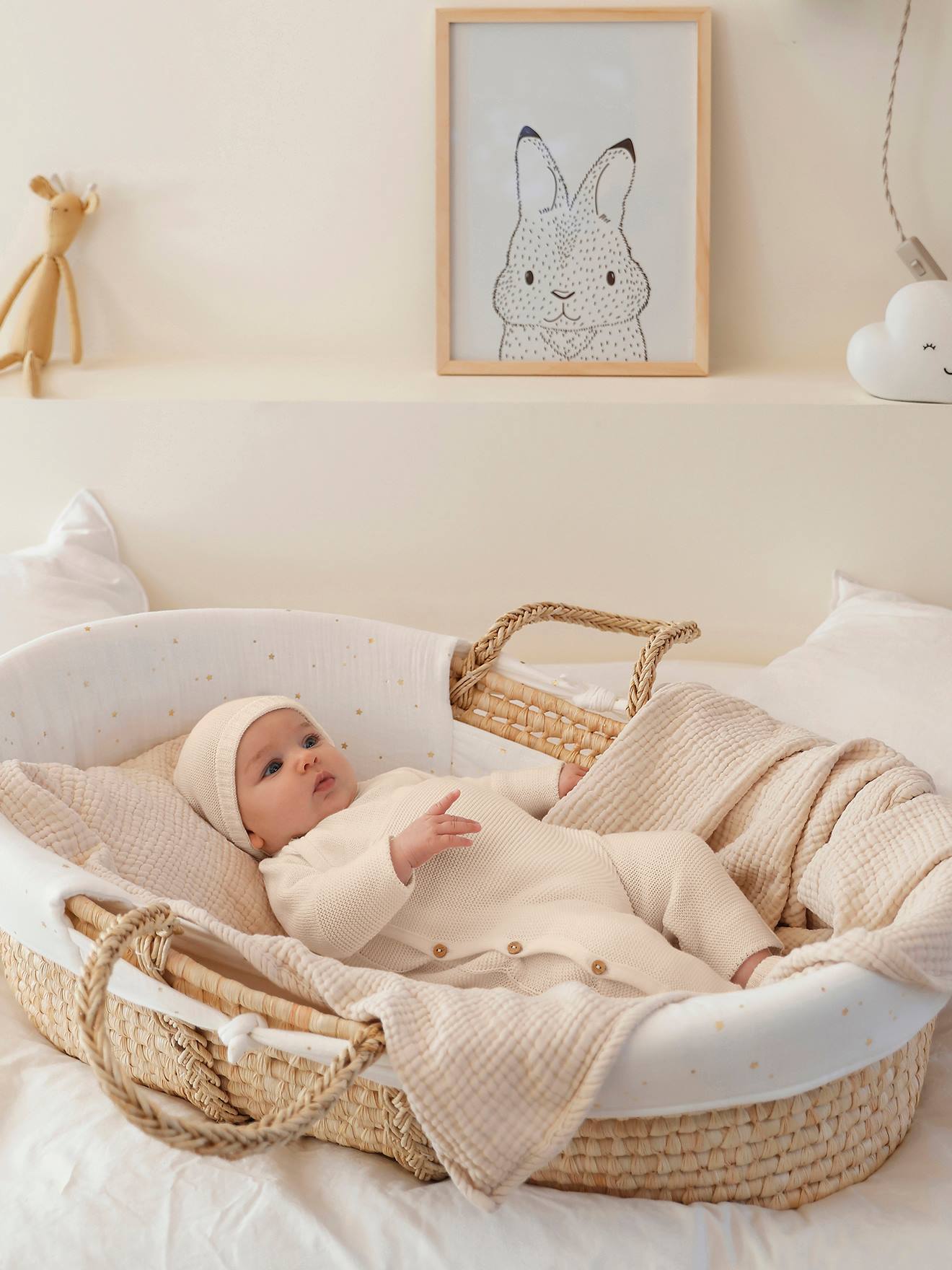 Couverture de lit bébé tricotée Beige